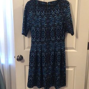 Black and blue pleated dress